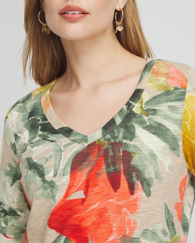 Abstract Print 3/4 Sleeve Tee - image 4